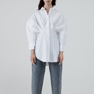 Zara pleated poplin shirt